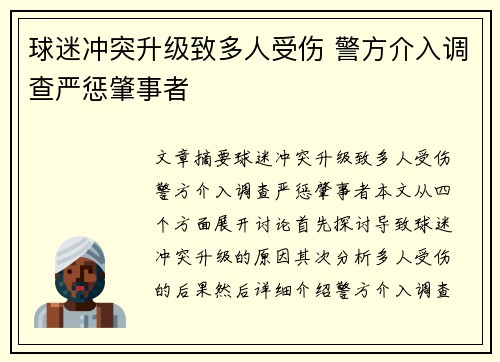 球迷冲突升级致多人受伤 警方介入调查严惩肇事者